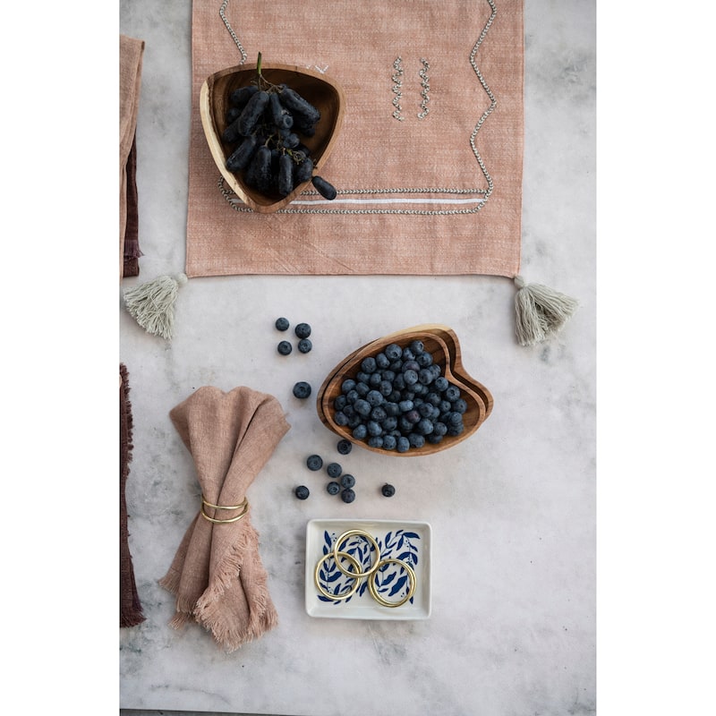 Heart Shaped Acacia Wood Trays - 6.3"L x 4.5"W x 1.0"H - 6.3"L x 4.5"W x 1.0"H