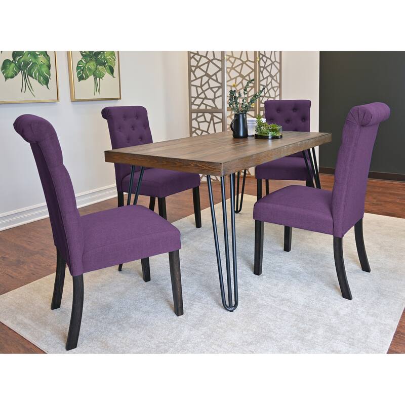 7 Piece Dining Table Set for 6, Kitchen Metal Table Cushion Chairs Set with 6 High Back Button-Tufted Chairs, for Apartment
