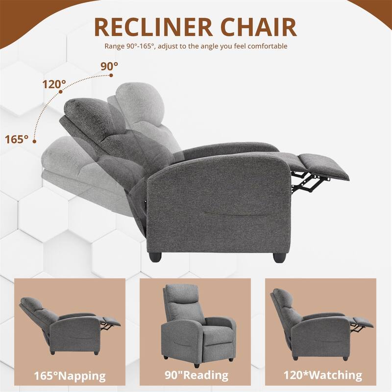 Recliner Chair for Living Room - Massage PU Leather Recliner Sofa with Lumbar Support, Home Theater Seating