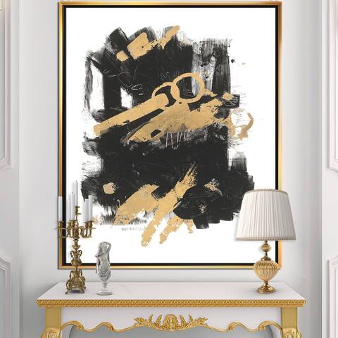 Designart 'Gold and Black drift I' Modern Glam Framed Canvas