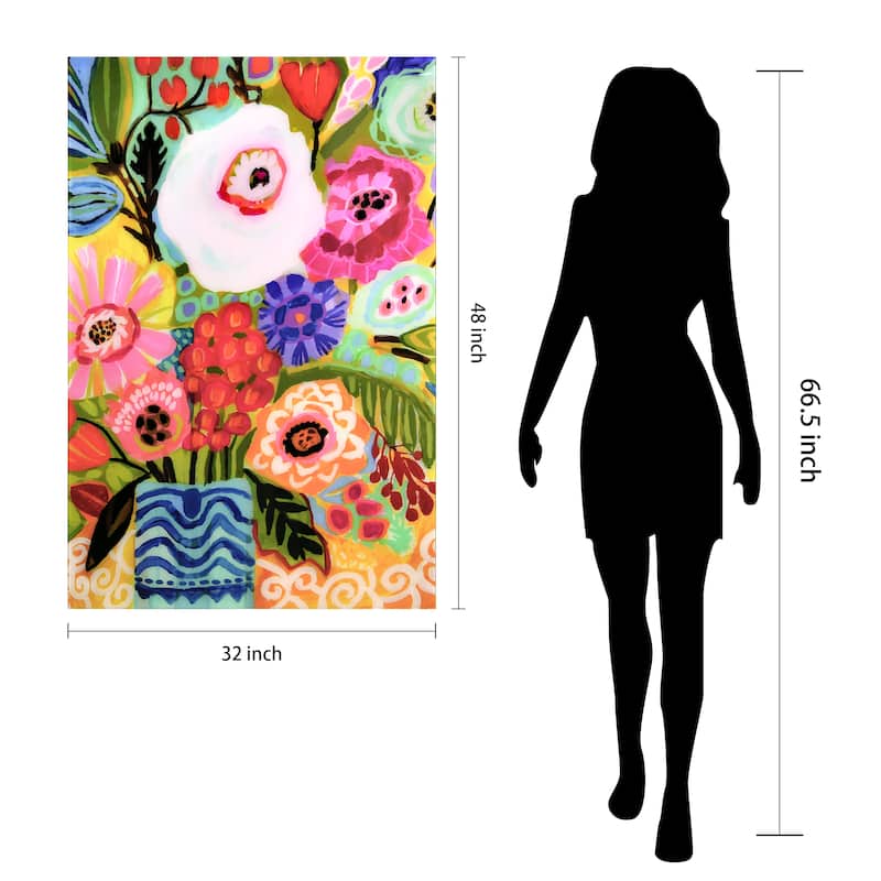 Empire Art"Fresh Flowers in Vase I" Frameless Tempered Glass Wall Art