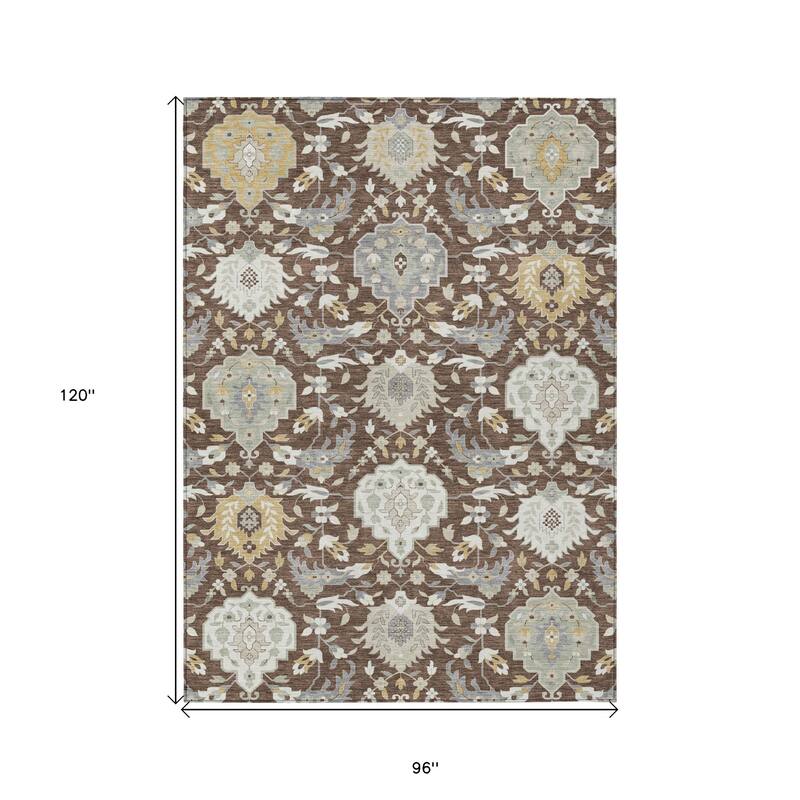 HomeRoots Damask Traditional Rectangle Outdoor Rug