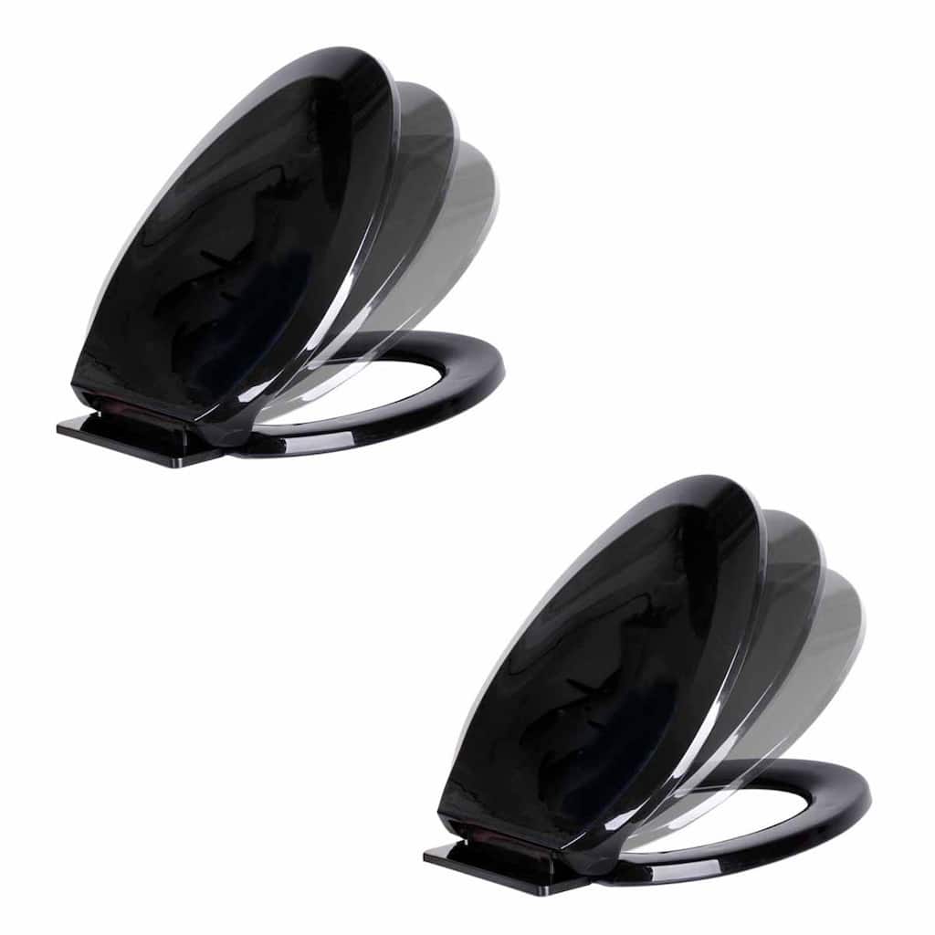 Black Plastic Elongated Toilet Seat Slow Close Toilet Seat Lid with Non Slip Seat Bumpers (Set of 2) Renovators Supply