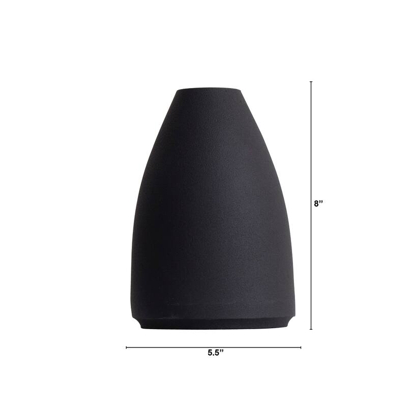 8" Cone Stone Vase Black Matte