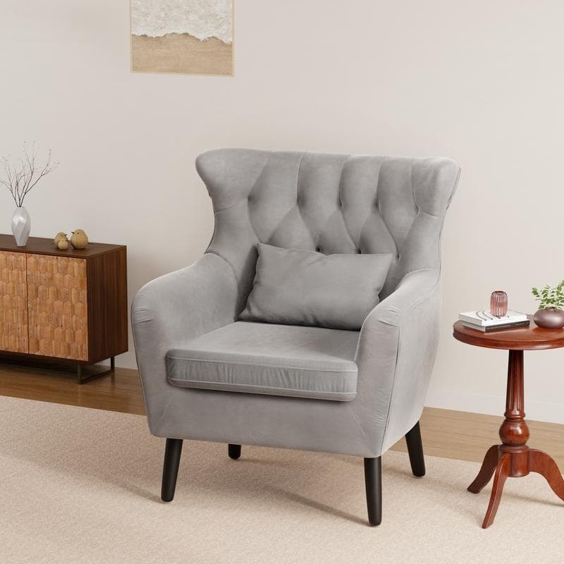 Tuft Velvet Living Room Thick Cushion Accent Chair (Set of 2)