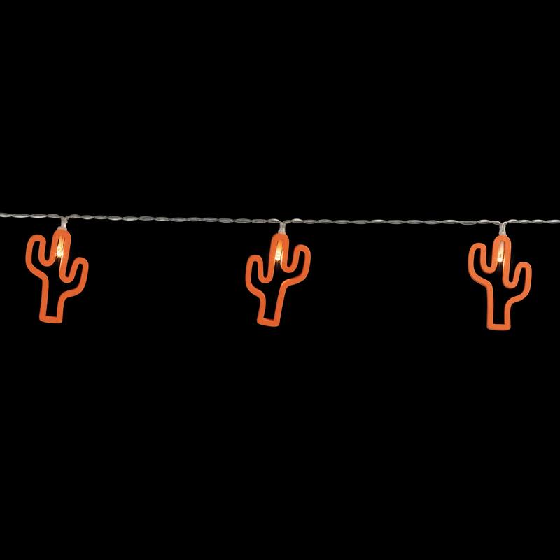 LED Cactus Patio Light Set - Orange - 4' Clear Wire - 10ct