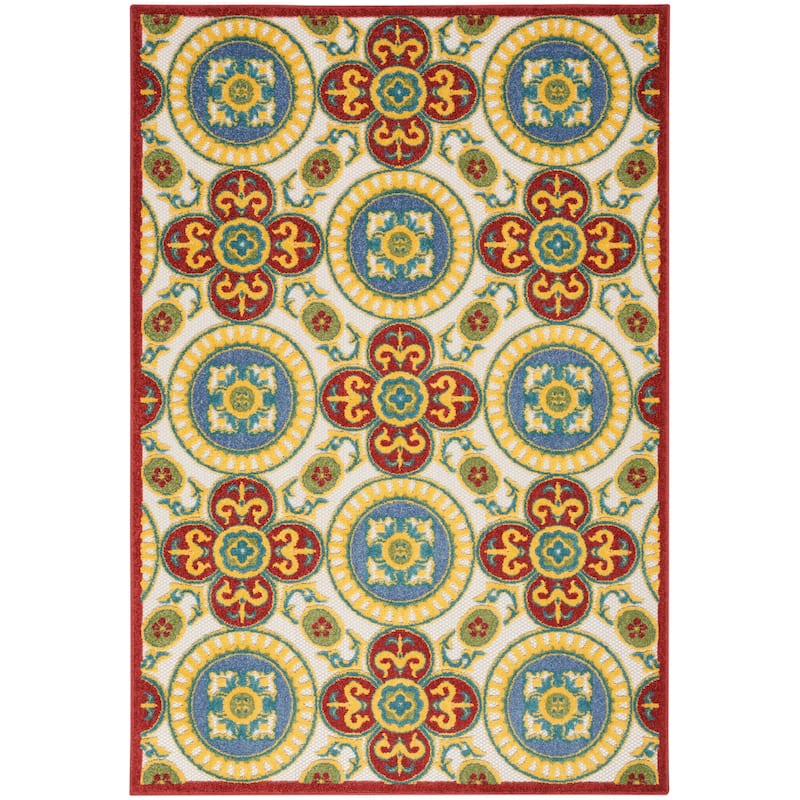 Nourison Aloha Indoor/outdoor Geometric Area Rug - 6' x 9' - Red/Multi