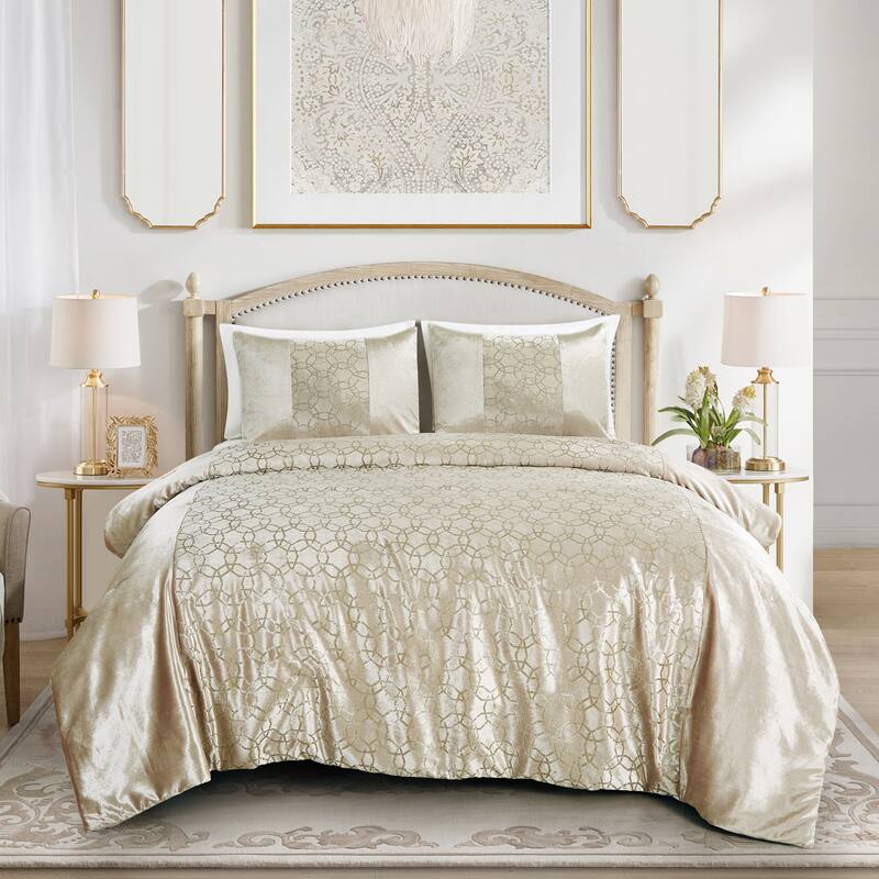 Shatex Inanna 3 piece Smooth fabric Lightweight Bedspread set Oversized Reversible Quilt set,Bedding Comforter Set - Queen