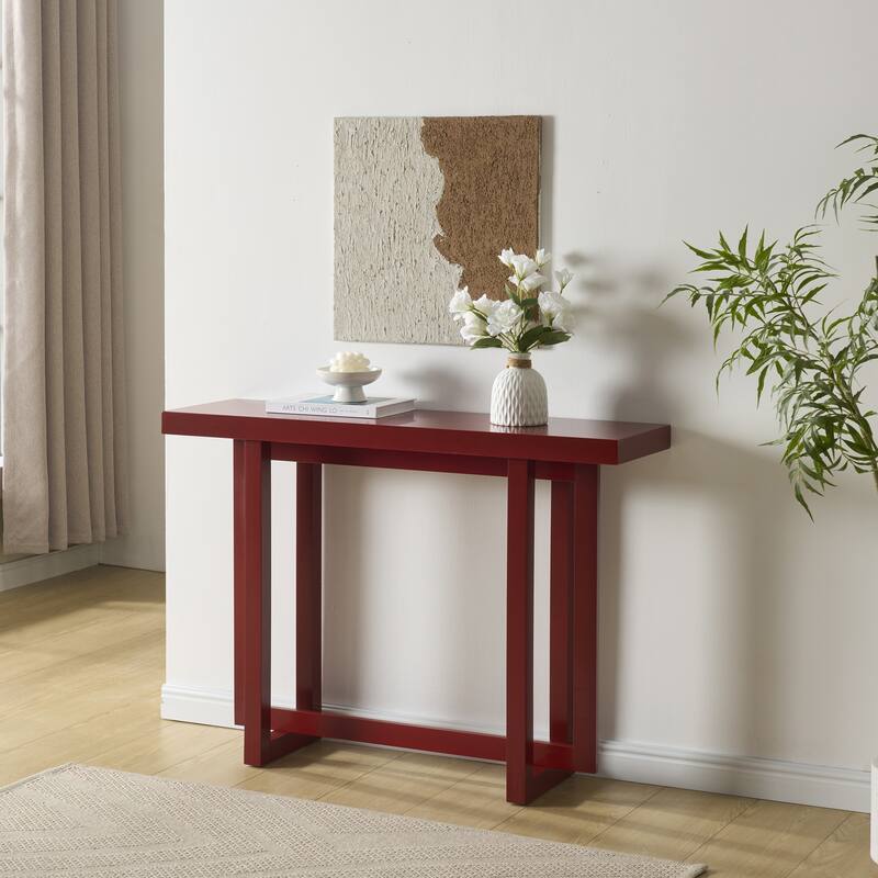 Soren Contemporary Wood Rectangular Console Table for Entryway - Red