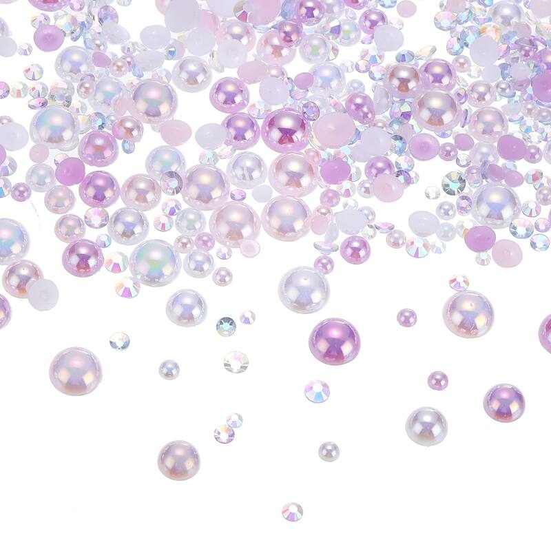 60g Flatback Pearls and Rhinestones 3mm-10mm for Crafts Decoration