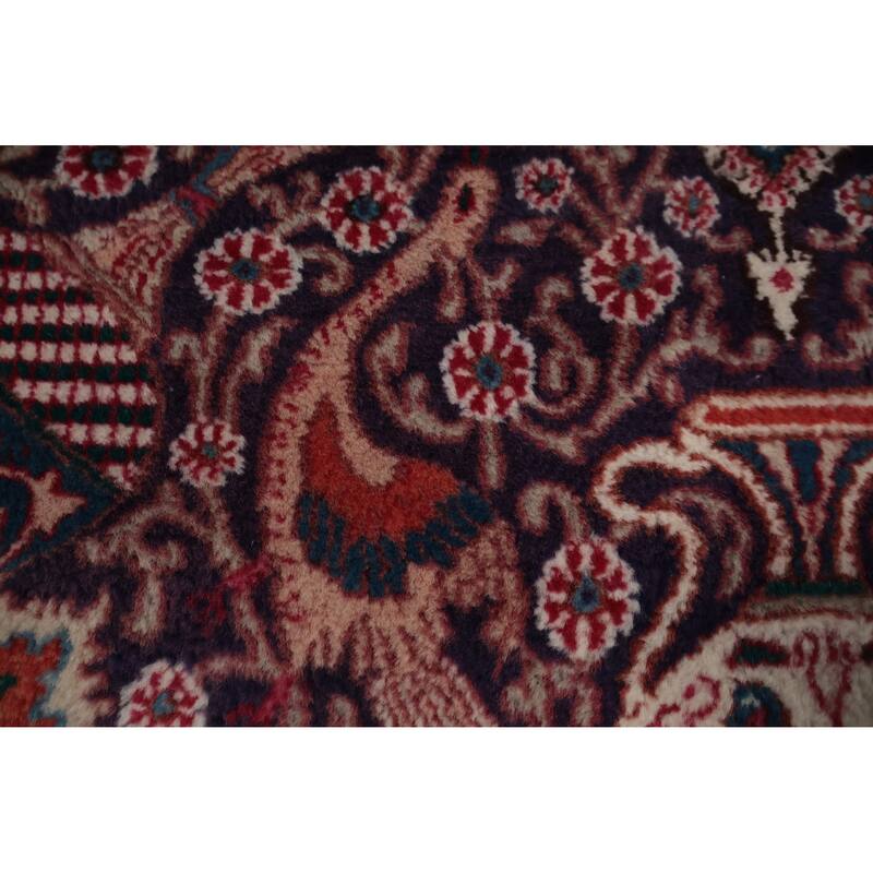 Hand Knotted Oriental 100% Wool Carpet Traditional Floral Navy Blue & Blues Kashmar Area Rug - 12' 10'' X 9' 4''