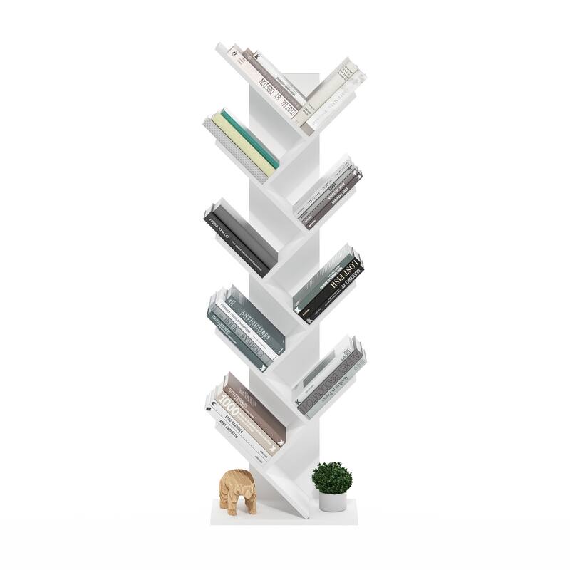 50.9 in. Tall White Wood 9-Shelf Bookcase