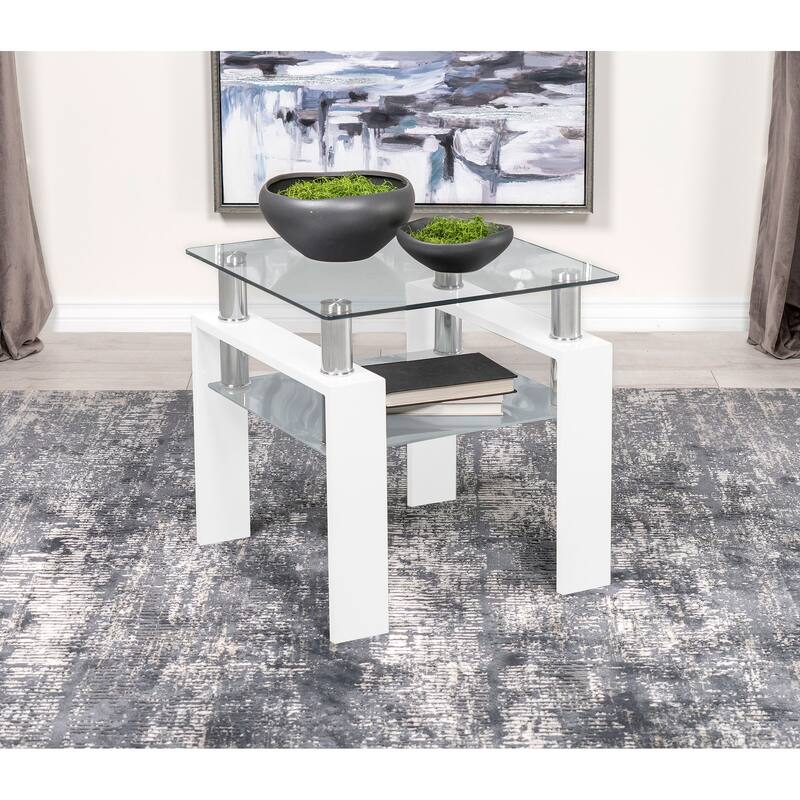 Dyer 1-shelf Square Glass Top Side End Table