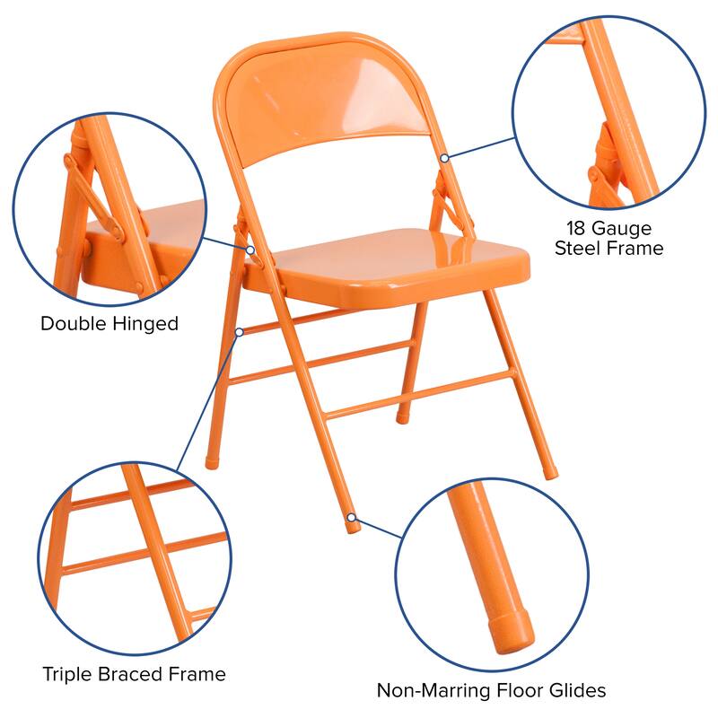 4 Pack Triple Braced & Double Hinged Folding Chair