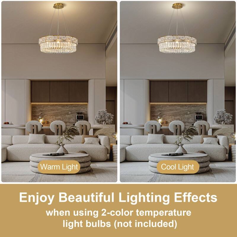 KAYLA Crystal Chandelier - Large K9 Crystal Pendant Light for High Ceilings, Entryway, Foyer, Dining Room & Living Room