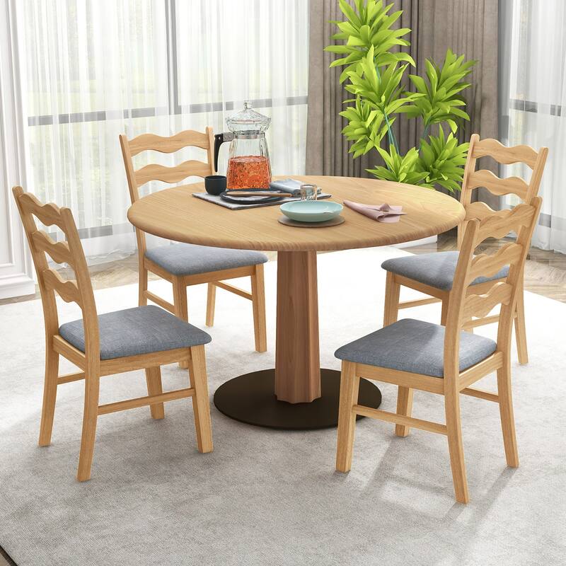 Gymax Dining Chair Set of 4 w/ Padded Seat Hollowed Wave Backrest