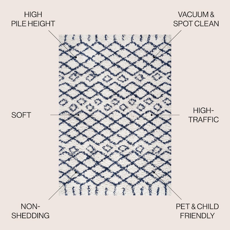JONATHAN Y Tela Moroccan Diamond Shag Area Rug