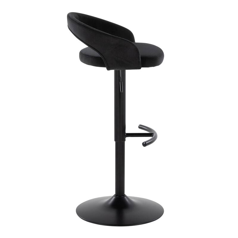Grotto Upholstered Adjustable Barstool with Black Base