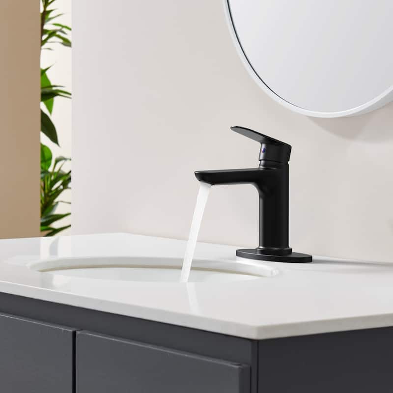 Modern Single Handle Bathroom Sink Faucet with Removable Aerator, Splash Proof, Anti Fingerprint, Anti Corrosion, Anti Rust - Black