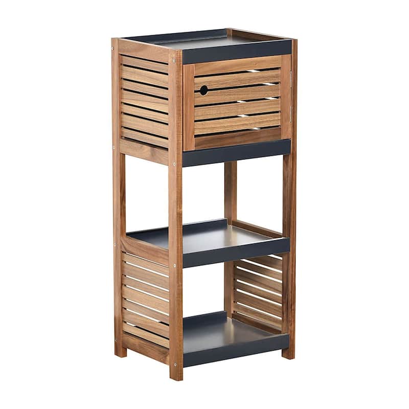 Compact Bathroom Storage Cabinet with Open Shelves - 14.5"L x 11 3/4"W x 32 6/8"H - 14.5"L x 11 3/4"W x 32 6/8"H - Natural Finish - Brown/Gray