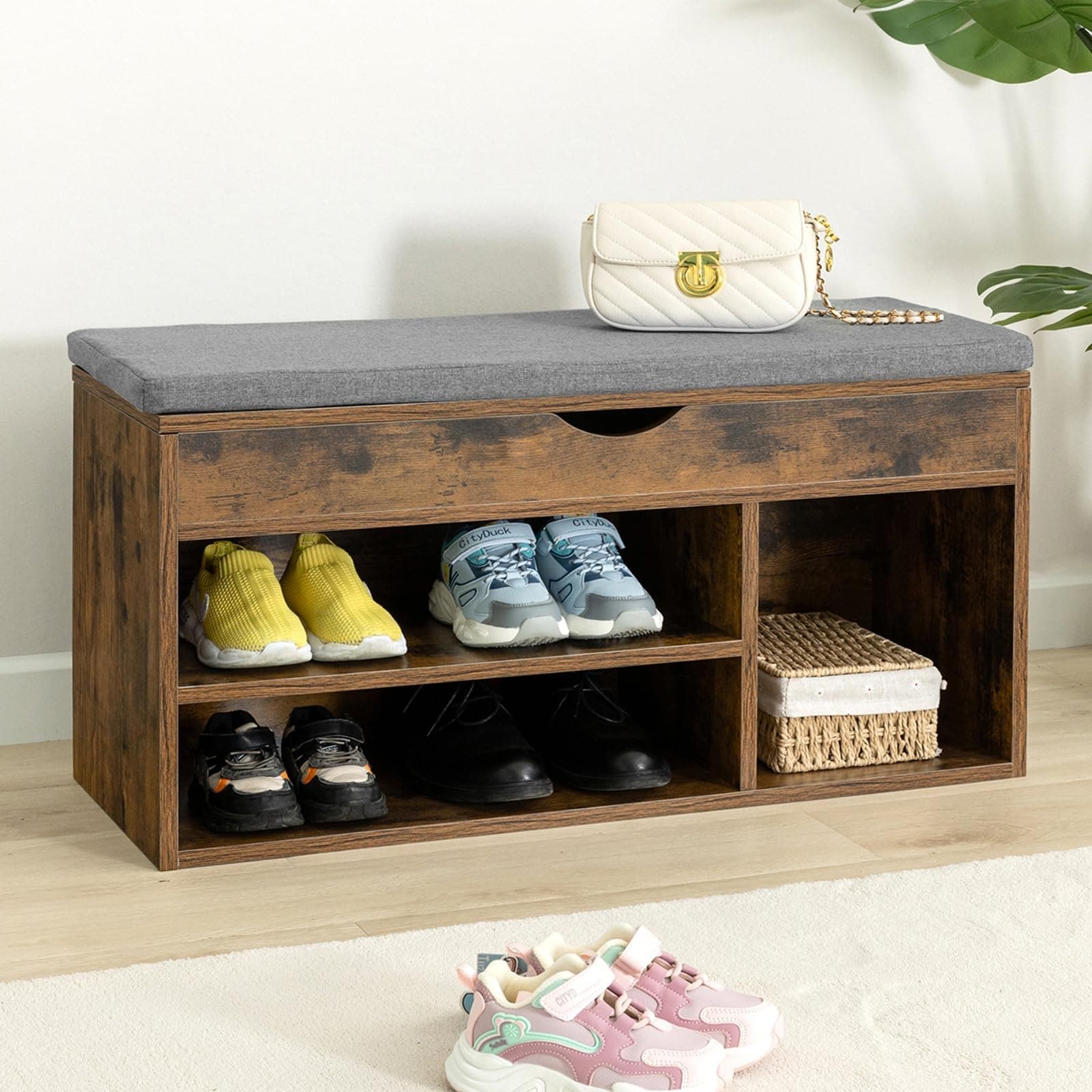 Storage Bench Diy Shoe Rack By Front Door Foyer Area Entry Door
