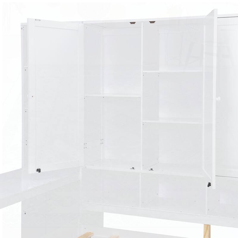 Wooden Daybed With Three Drawers and All-in-One Cabinet
