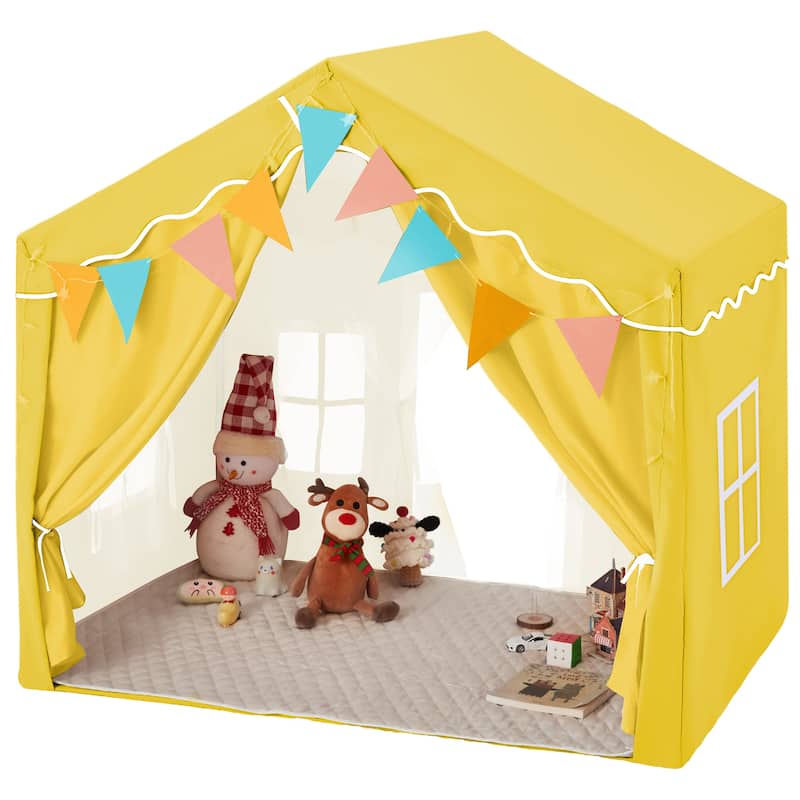 EROMMY Kids Tent Playhouse with LED Star Lights and Padded Mat, Large Indoor Toddler Tent for Boys and Girls.