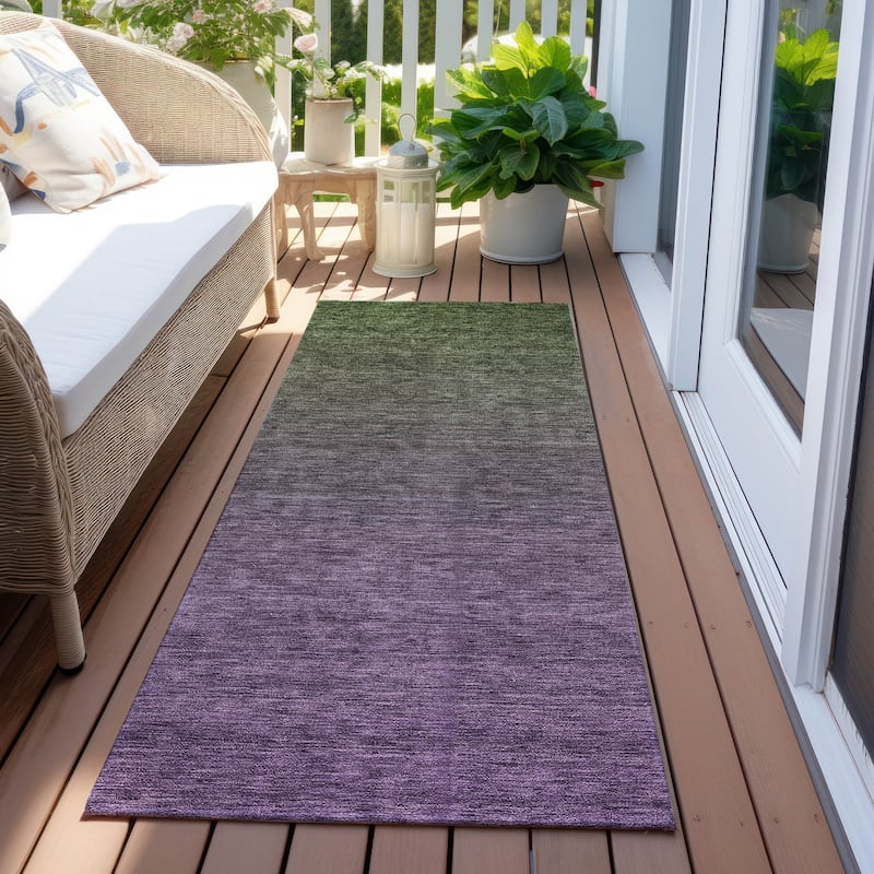 Machine Washable Indoor/ Outdoor Chantille Solid Ombre Rug - Purple - 2'3" x 7'6"