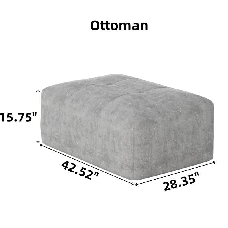 Oversized Modular Sectional Sofa w/ Armrest, Chenille Soft Cushion Sofa w/ 4 Pillows, 4 PCS DIY Combination Tufted Sofa