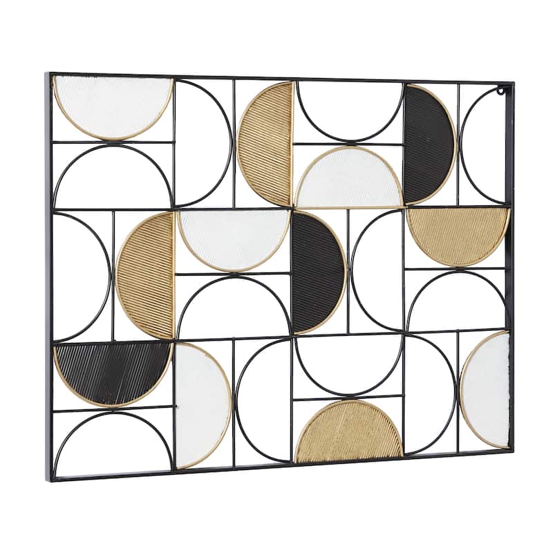 Metal Geometric Half Moon Home Wall Decor with Gold Detailing - Black - Roche River Decor