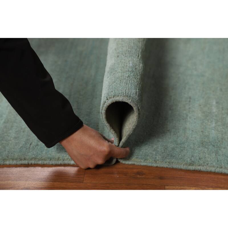 Green Blue Modern Gabbeh Oriental Accent Rug Hand-Knotted Wool Carpet - 3'4" x 4'5"