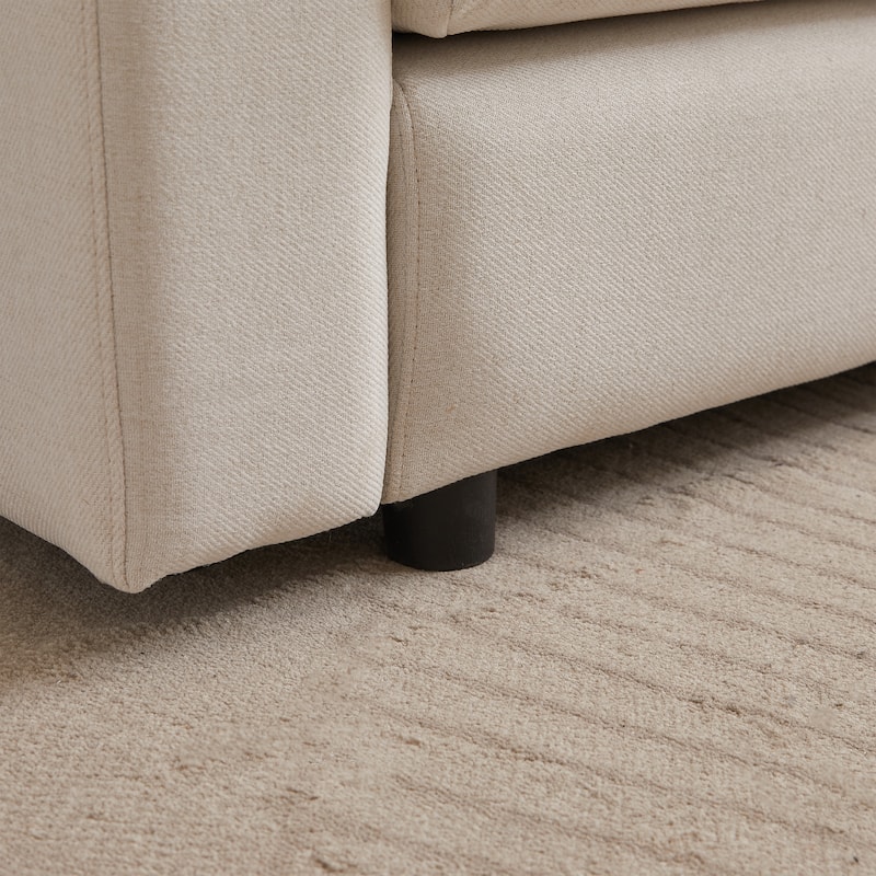 102.2" Fabric L-Shaped Modular Sleeper Sectional Sofa with Ottoman