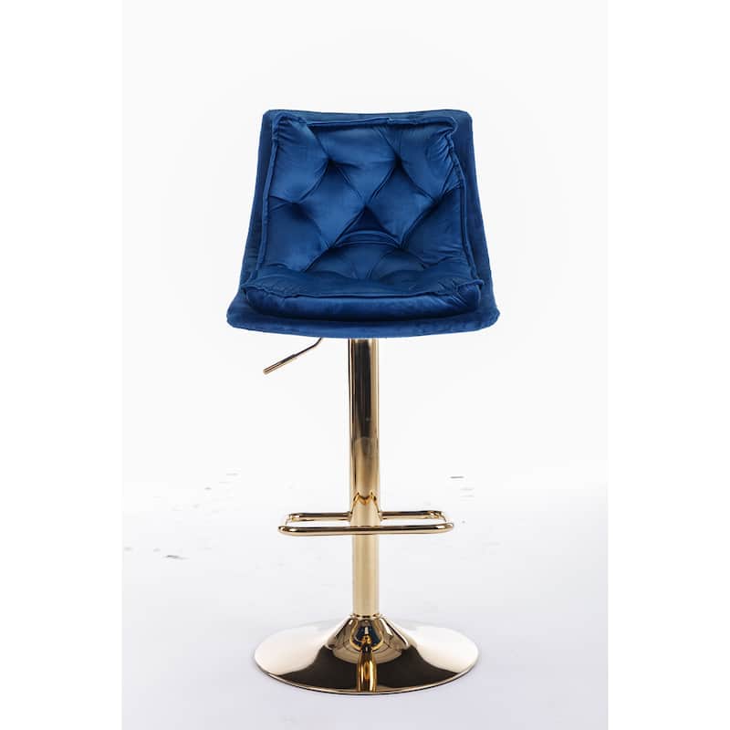 Velvet Swivel Bar Stools Set of 2, Dining Bar Stool with Height Adjustable, Upholstered Kitchen Stools with Footrest聽