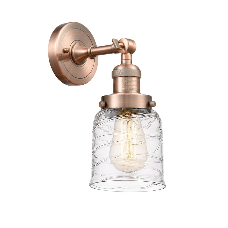 Innovations Lighting 203-10-5 Bell Sconce Bell 10" Tall Wall Sconce - Antique Copper / Deco Swirl