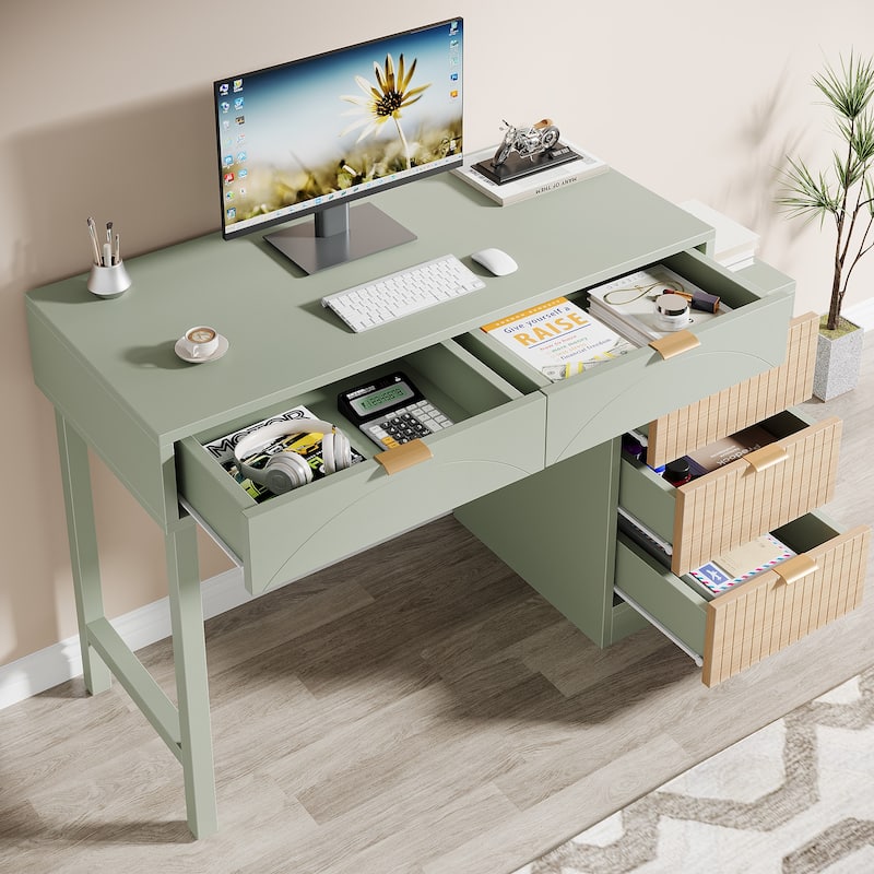 Modern Wood Computer Desk with 5-drawer for Home Office