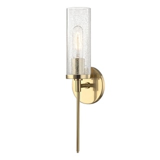 Mitzi by Hudson Valley Olivia 1-light Aged Brass ADA Wall Sconce, Clear Crackle Glass