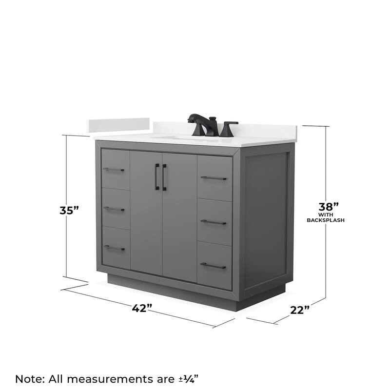 Wyndham Collection WCF111142S-QTZ-US3MXX Icon 42" Free Standing Single