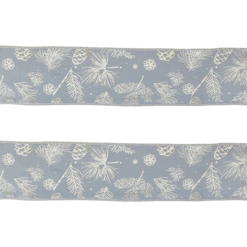 Pine and Pinecone Print Wired Ribbon (Set of 2)