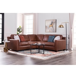 Mid Century Living Room Tufted Leather Match Sectional Sofa Overstock 30773691