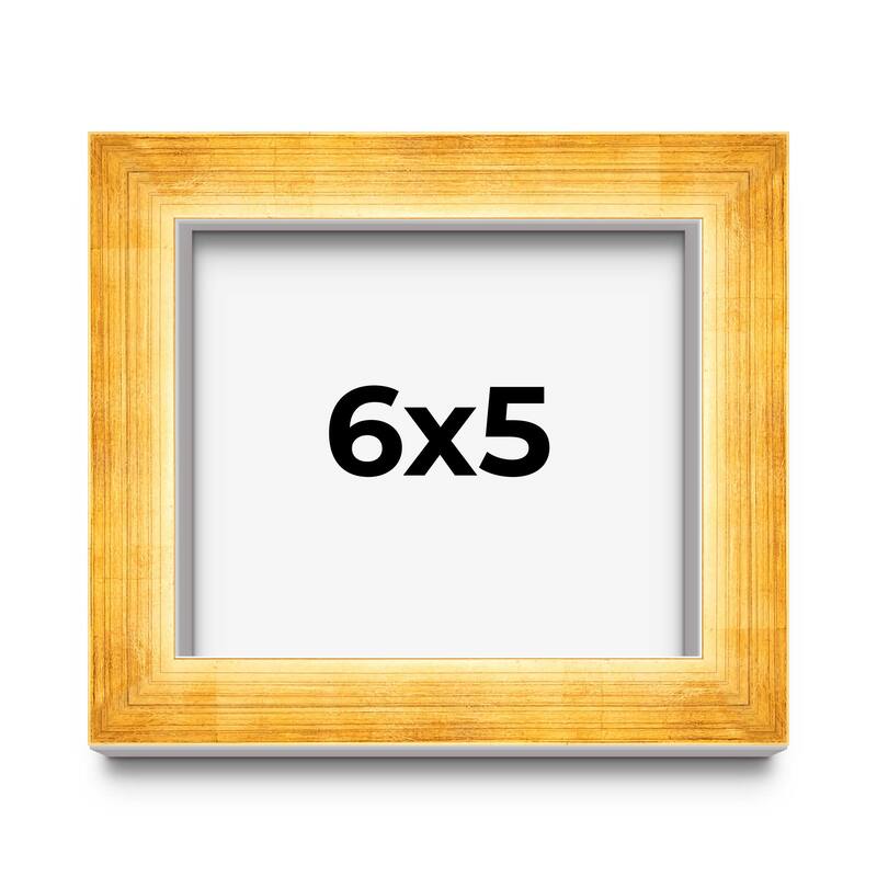 6x5 IN Shadow Box Frame Gold | 1.625 Inches Deep Real Wood Traditional