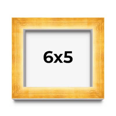 6x5 IN Shadow Box Frame Gold | 1.625 Inches Deep Real Wood Traditional