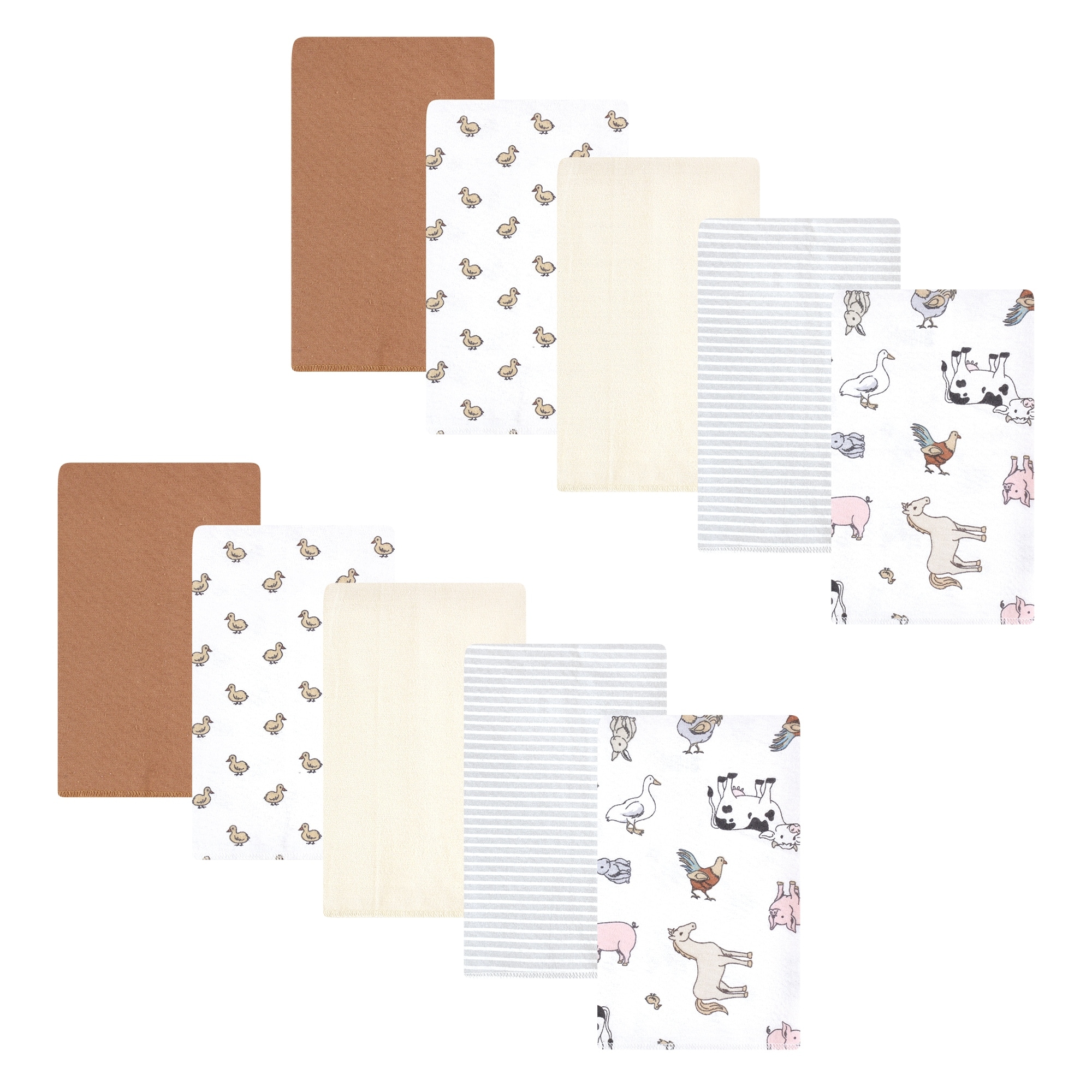 Hudson Baby Flannel Burp Cloth 10pk, Farm World, One Size - Farm World 10 Pack - One Size