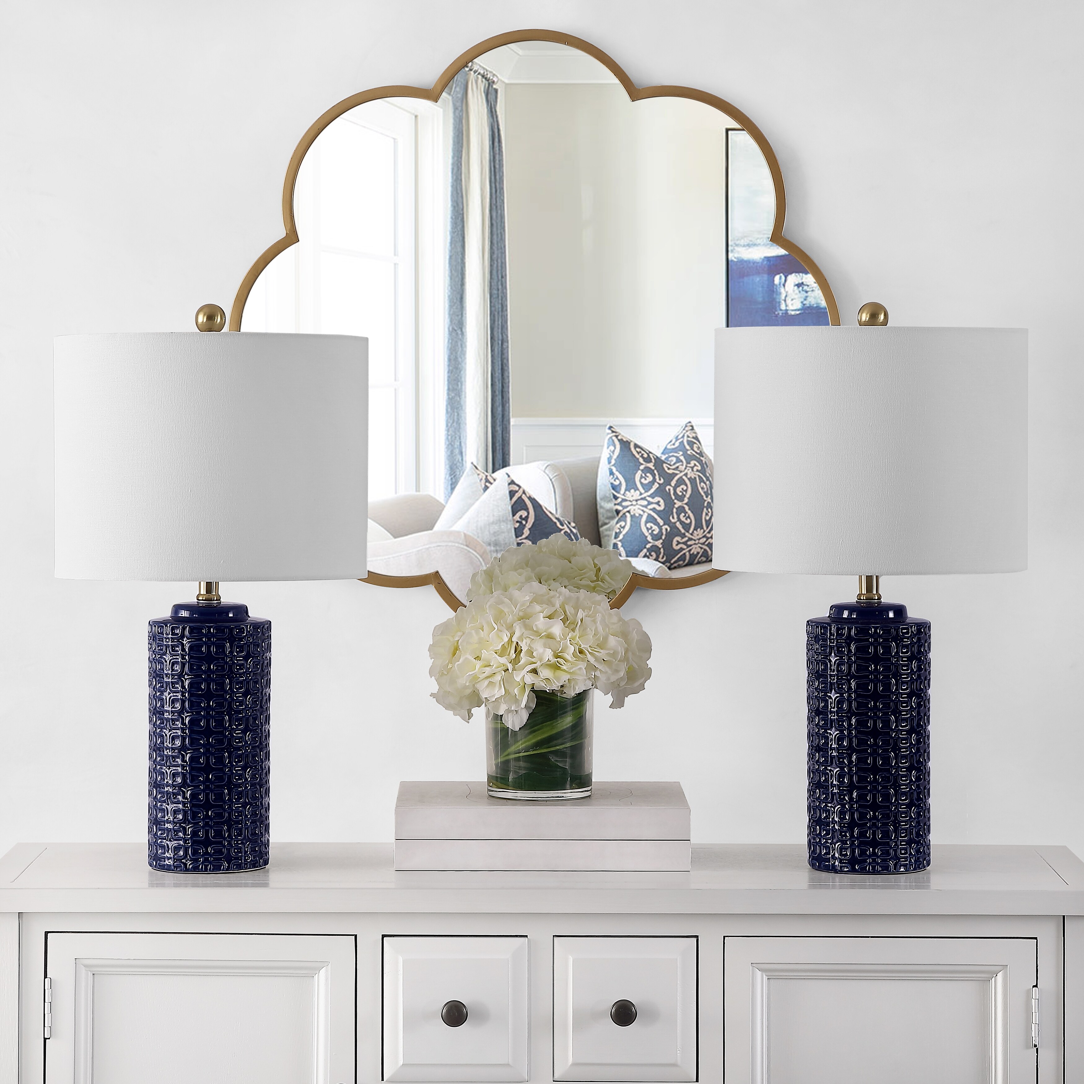 SAFAVIEH Lighting Ombline 24-inch Ceramic Table Lamp (Set of 2