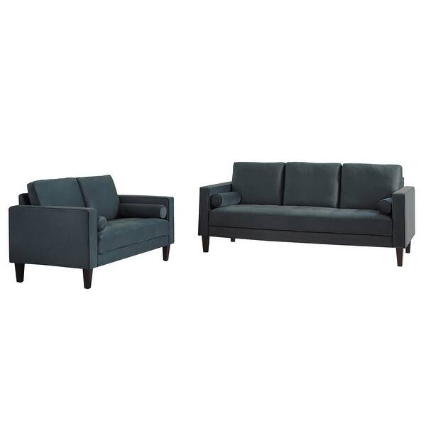 Velvet Sofa Set in Dark Teal and Black Bed Bath & Beyond 36189243