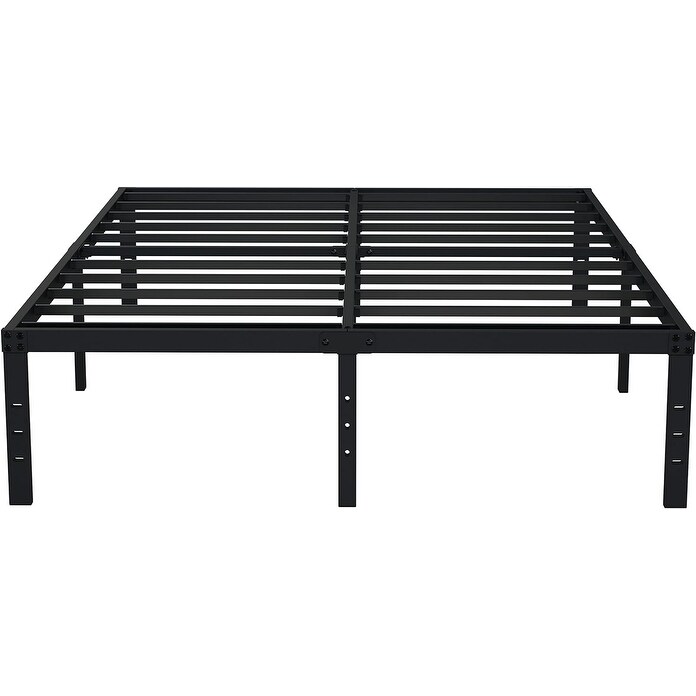 16 Inch Heavy Duty Queen Size Metal Bed Frame with Steel Slat Support, Easy Assembly, Black