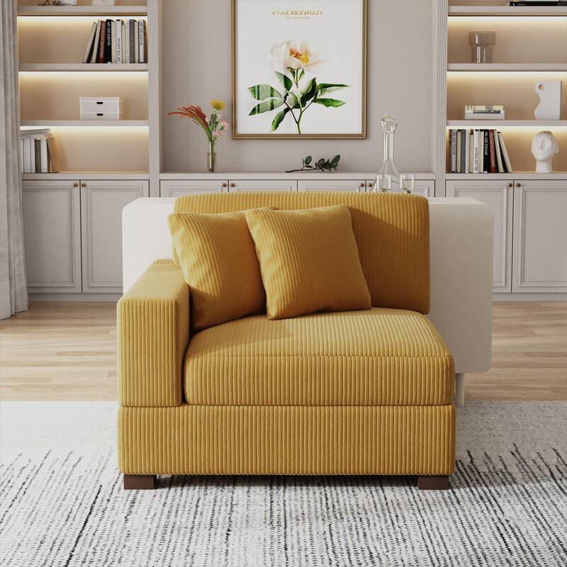 Corduroy Armchair Sofa Corner Chairs With Pillows