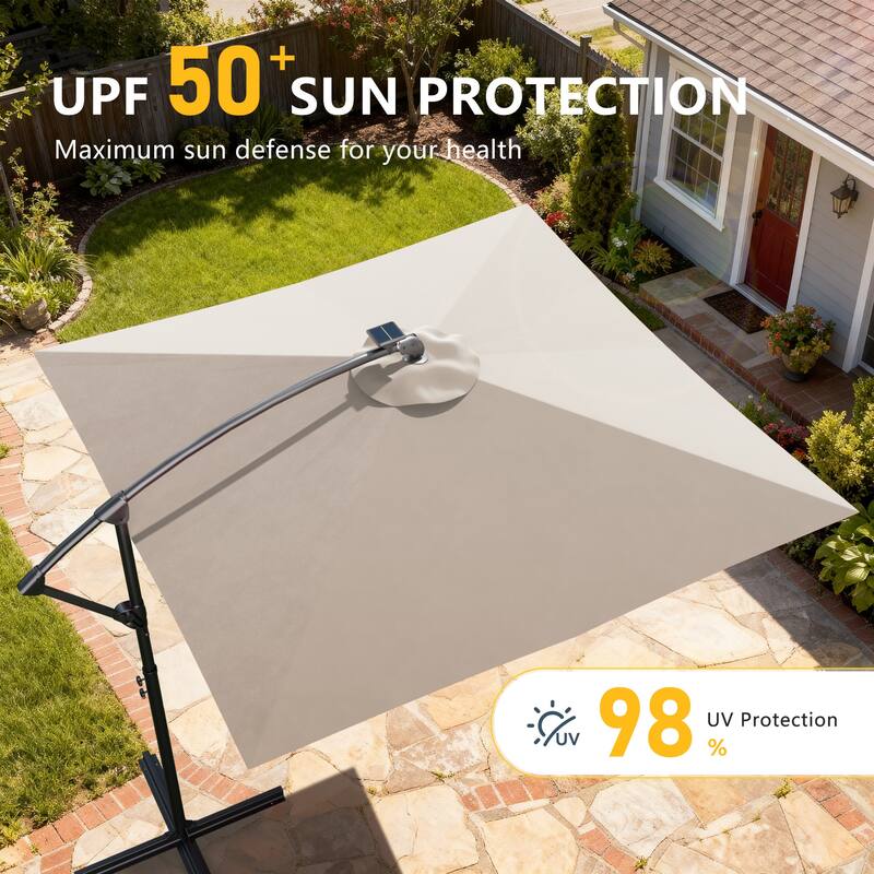 Outdoor 8.2x8.2FT LED lighted Patio Offset umbrella for Garden