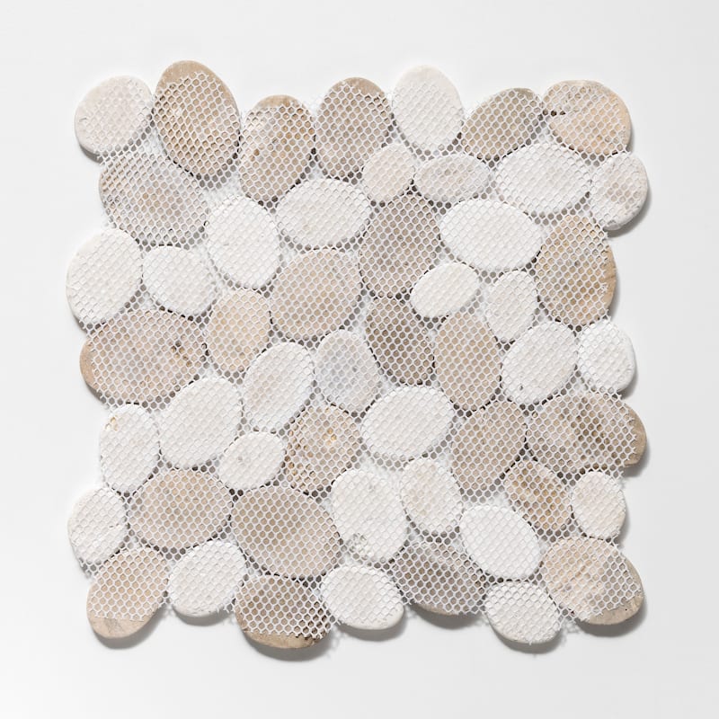 Coin Marble 11 in. x 11 in. Marble Mesh-Mounted Mosaic Wall and Floor Tile