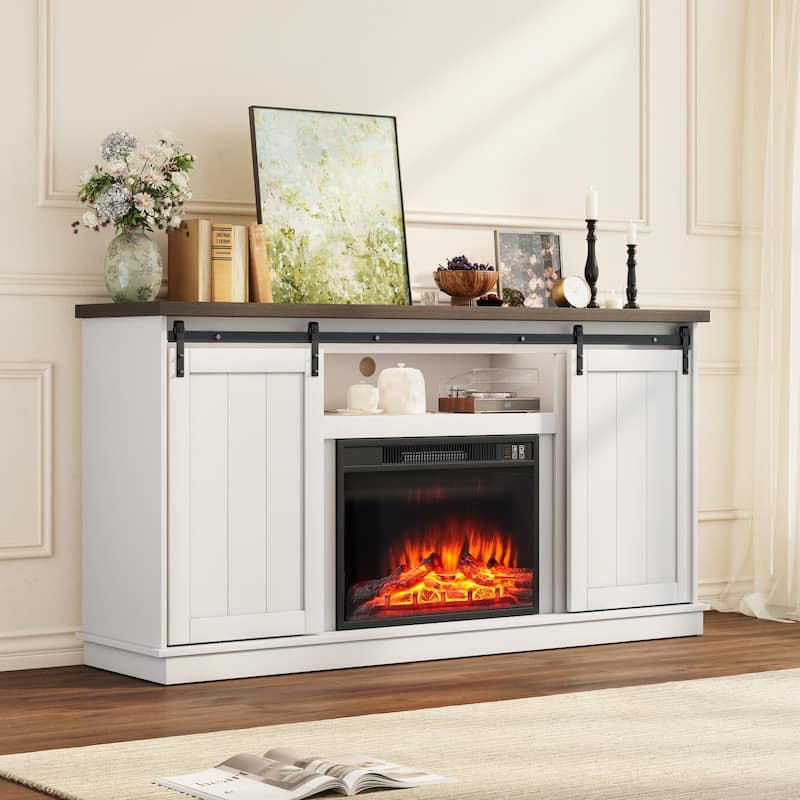 EROMMY Electric Fireplace Heater Mantel TV Cabinet, Media Entertainment Center, Energy Efficient Heater