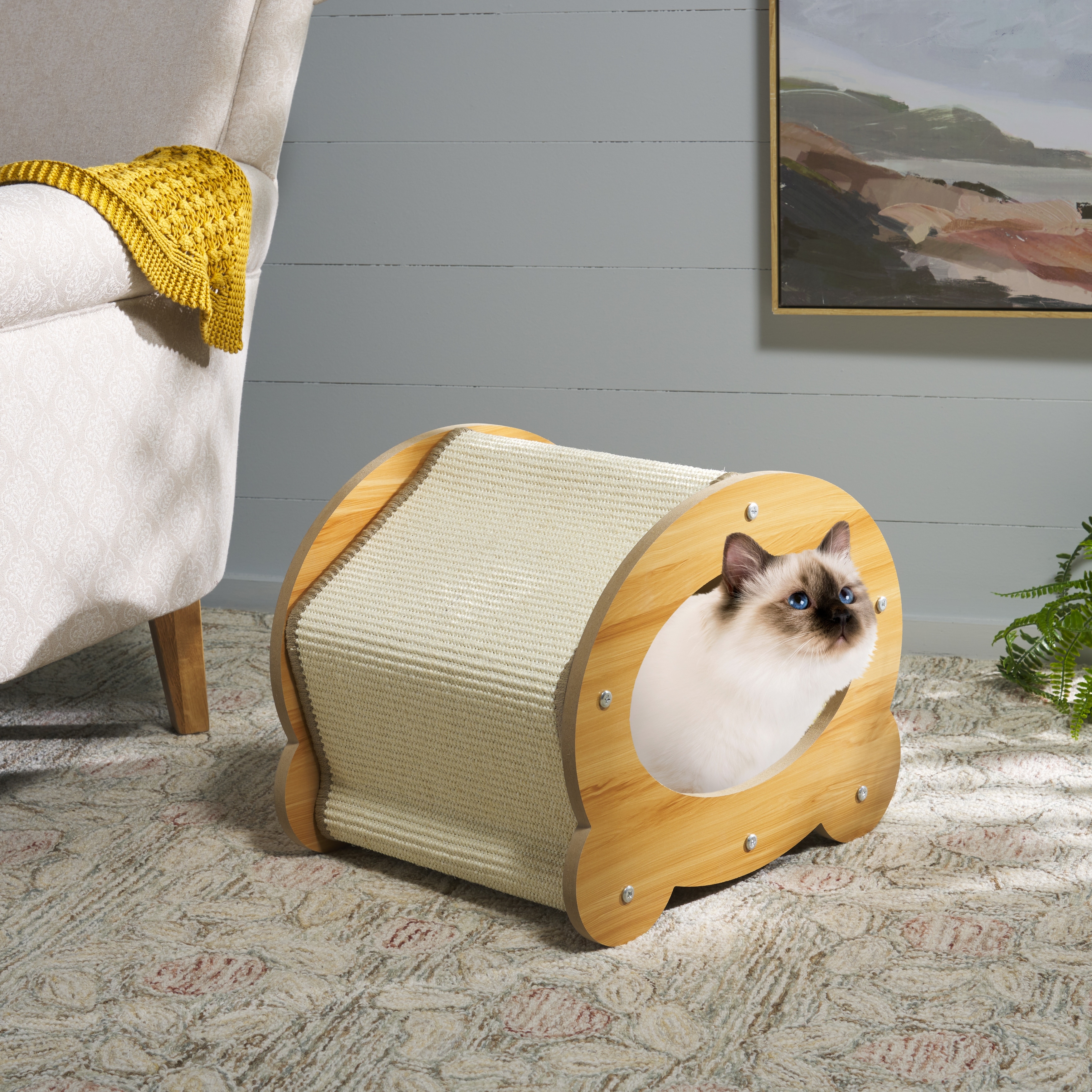 SAFAVIEH Home Natural/Ivory 19"W x 15"L x 15"H Sisal Cat Scratch House - 19"W x 15"L x 15"H
